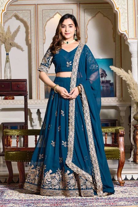 Women's Embroidered Lehenga Choli with Net Dupatta ? Festive & Wedding Wear Set